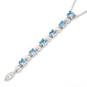 Bvlgari Lucia Necklace 18K White Gold Blue Topaz Diamond